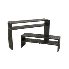 CONSOLE SHELF SET RECYLED TEAK BLACK 130 